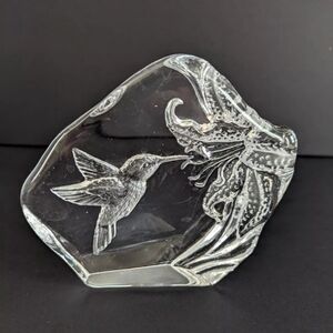 Vintage Crystal Hummingbird Art Sculpture Paperweight Shelf Sitter Sun Catcher